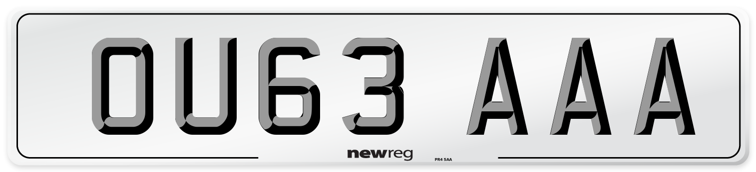 OU63 AAA Number Plate from New Reg